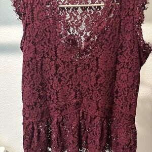 Chic Burgundy Lace Blouse